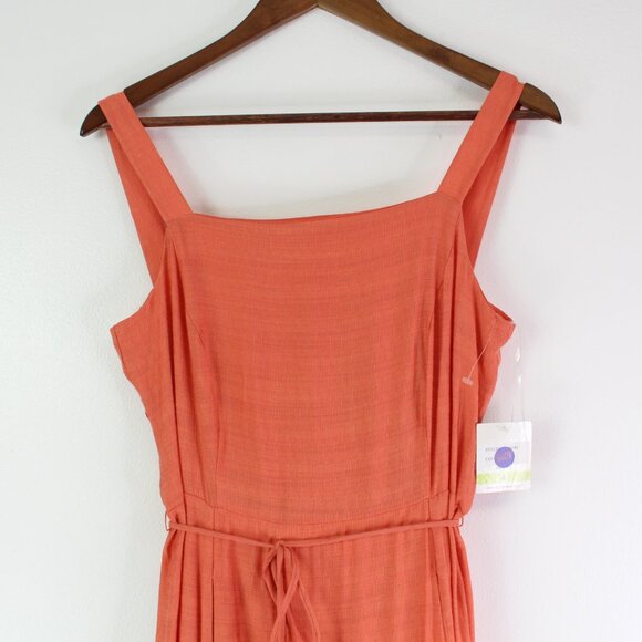 Taylor Square Neck‎ Tiered Midi Dress Orange Size 4 - Picture 3 of 10
